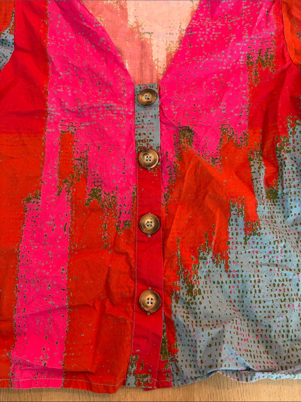 RHODE Nisha Multicolor Puff Sleeve Cotton Top Size Large - Picture 3 of 6